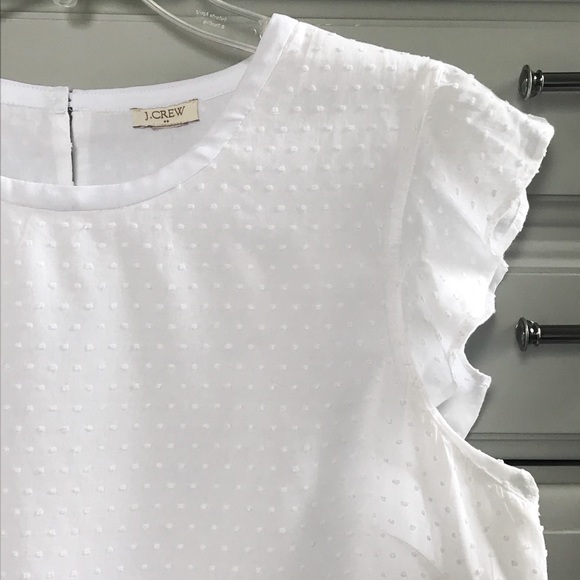 J. Crew Tops - J. Crew White Cotton Blouse w/ Ruffle Sleeve